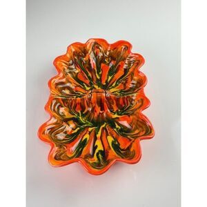 Vtg Maddux of California 3022 Seashell Porcelain Serving Tray Dish Orange MCM BZ